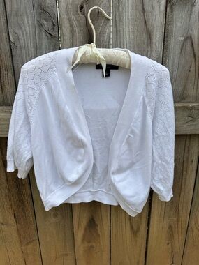 Perceptions white shrug cardigan